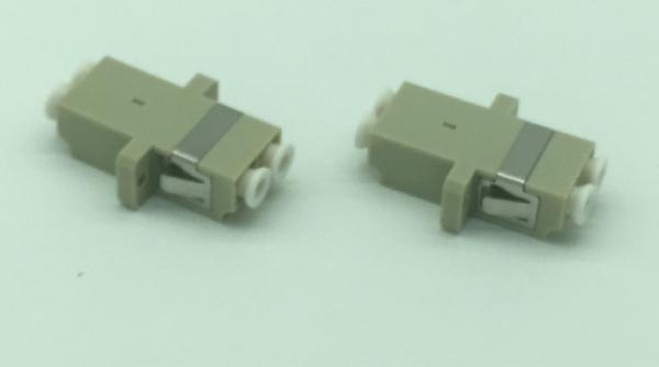 LC fiber opitc adapter duplex multimode beige with window