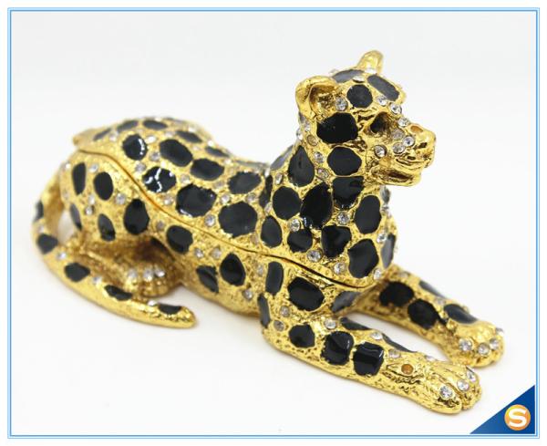 Wholesale Spot Leopard Shape Trinket Box Crystal Metal Trinket Box SCJ294