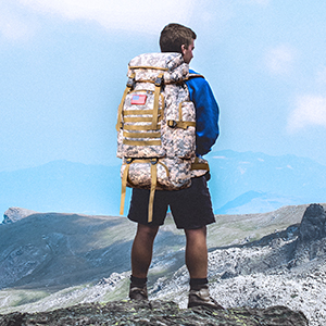 70l Camping Hiking Backpack Molle Rucksack Waterproof Travel Daypack