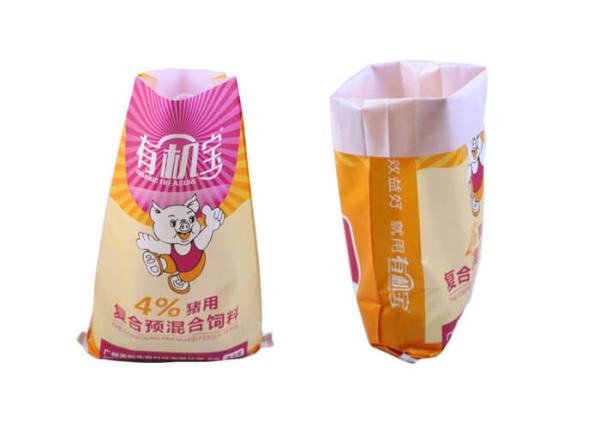 Waterproof Woven Polypropylene Feed Bags Duck / Chicken Feed Sacks With Liner