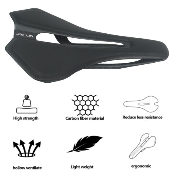 JIELEI Racing Bicycle Saddle Hollow Design Titanium/Steel Arch Carbon Fiber Material Massage Ventilation for Mountain Road Bikes