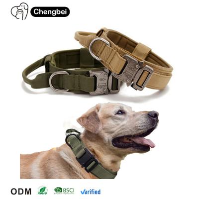 Personalized Custom Luxury Designer Nylon Metal Heavy Duty Training Pet Rope Large Dog Collar and Leash Set for Tactical K9s
