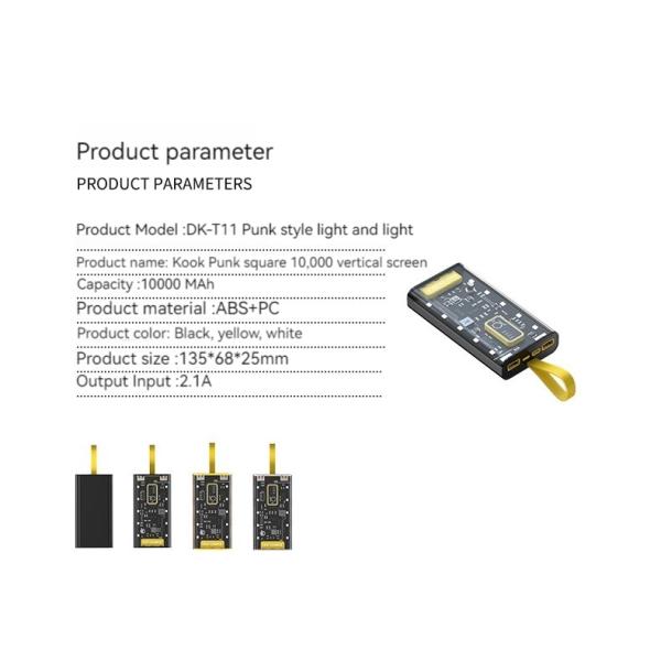 TYPE-C Input Interface Power Bank Transparent 10000mAh Mobile Power Supply for iPhone 15 14