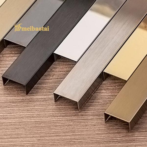 7c PVC Stainless Steel Floor Transition Strip with 0.65mm Thickness and Hairline Surface U Edging
