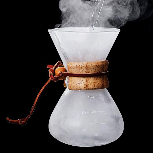 B2B 400 ml de vidrio personalizado vertido sobre la cervecera de caféFiltro de acero inoxidable y manga de maderaCamping cervecera