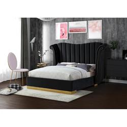 Customized color size fabric modern bed room set Strong wood structure bed frame royal double bed for Hotel Bedroom