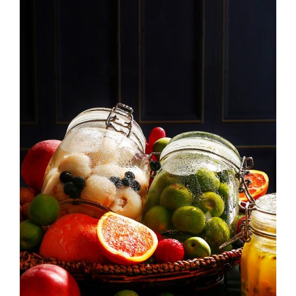 Банки 700ml 500ml хранения еды кнопки нержавеющей стали воздухонепроницаемые стеклянные