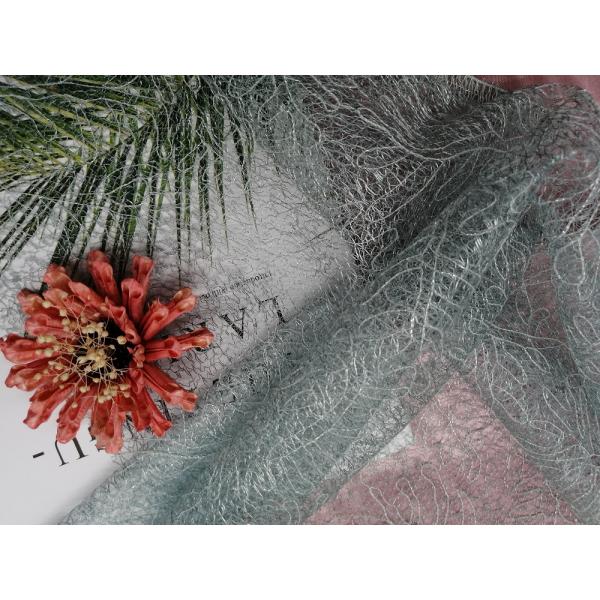 Blue Graceful Tulle Mesh Embroidered Lace Fabric