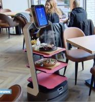 Restaurante de sushi branco do bife da vida da bateria do alimento 12-14H do robô da entrega dos garçons
