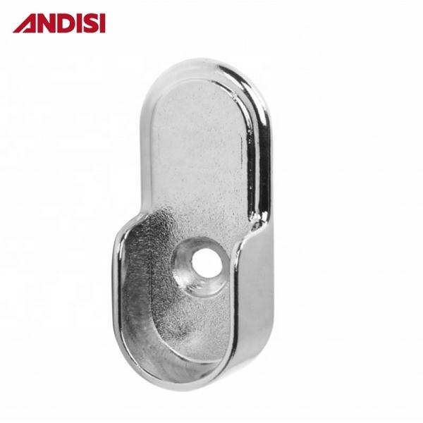 Chrome Plated Oval Pipe Hanger for 44mm Length Wardrobe Clothes Hanging Rod Rail Holder