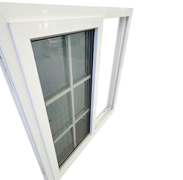 Fenêtres coulissantes en PVC-U conventionnelles de sécurité Ultra-lisses, fenêtres coulissantes doubles en PVC-U de 80 mm avec moustiquaire en fibre de verre