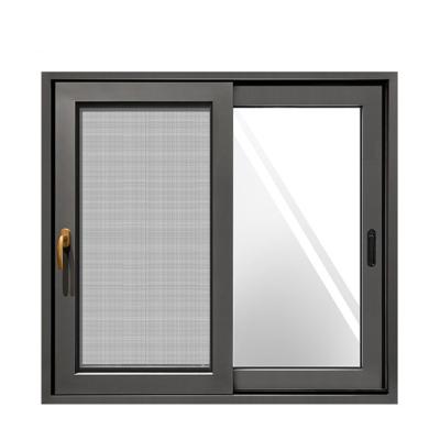 Customized Gray Double Glazed Glass Impact Aluminum Sliding Windows and Doors with Security Bars