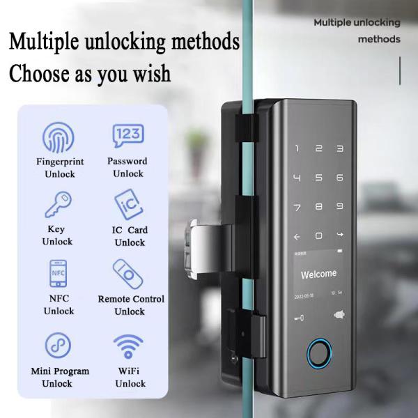 Senha Fechadura Comercial Sem Chave Fechadura De Porta De Vidro Cinza Fechadura Digital
