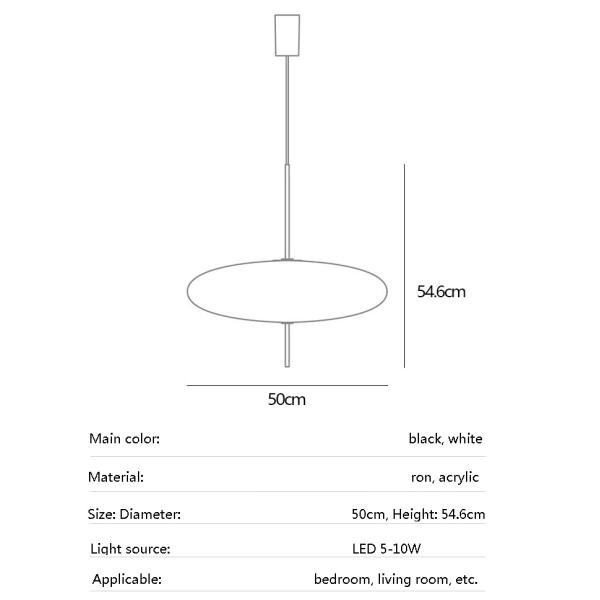 Black And White Flying Saucer Pendant Light Modern Art Bedroom Pendant Lamp(WH-GP-116)