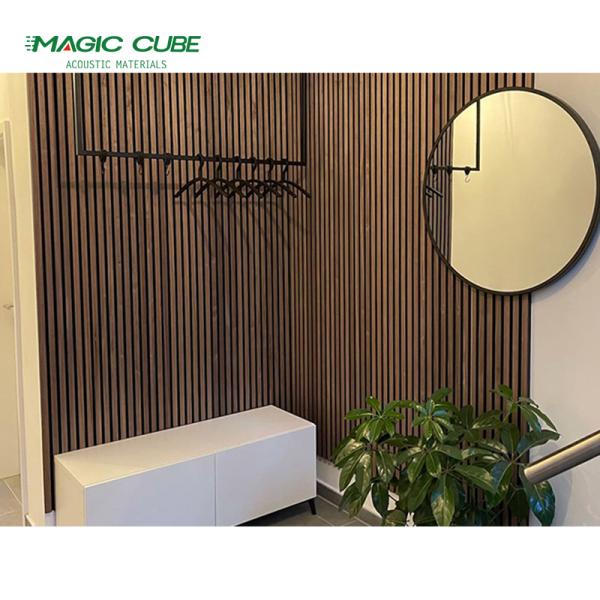 26kg/pcs Wall and Ceiling Sound Absorbing Decor Pet Wooden Strip Slatted Acoustic Panels for Gymnastic