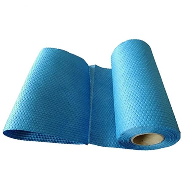 Blue Embossed Non Woven Cloths Cleaning Wipes Woodpulp Material