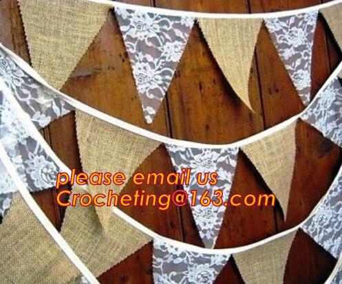 3M Vintage wedding birthday party decoration Chic burlap linen lace jute garland bunting banner