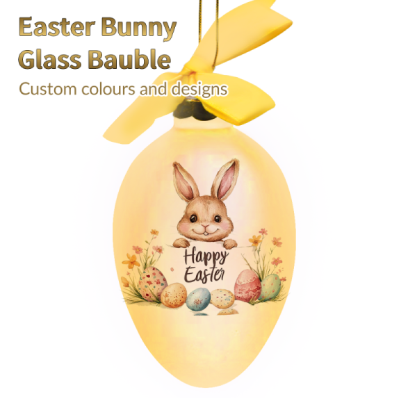 Custom-made Handcrafted Rabbit Glass Ornaments in an Egg Shape for Interior Decoration