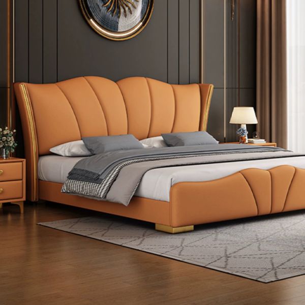 Customized Color MOYI Headboard Leather Modern Double Design Wooden Queen Set Upholstered Bedroom Furniture Set Classic Luxury King Size Bed