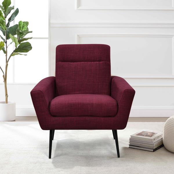 Hot sale new arrival Wholesale Living Room Chair upholstery armchair rose red linen sofa chair for cafe
