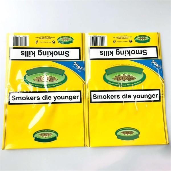 Custom Zipper Rolling Tobacco Pouches Smoking Leaf Cigarette Packaging Bag