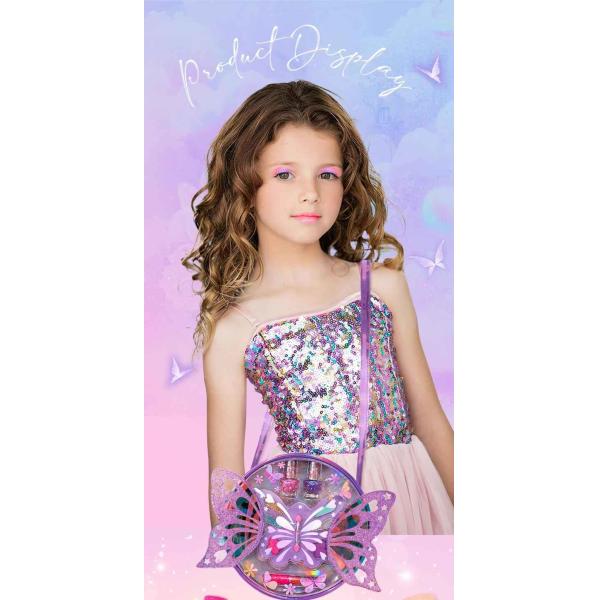 Attractive Butterfly Backpack Kids Makeup Set With Washable Cosmetic