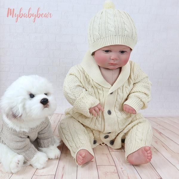 Knitted Cotton Clothing New Born Boy Girl Long Sleeves Jumpsuit Clothes with Warm Hat Autumn Winter Newborn Baby Rompers