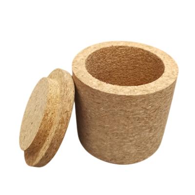 Dia. 8cm Cork Storage Box Cylindrical Round Shaped With Cork Lid