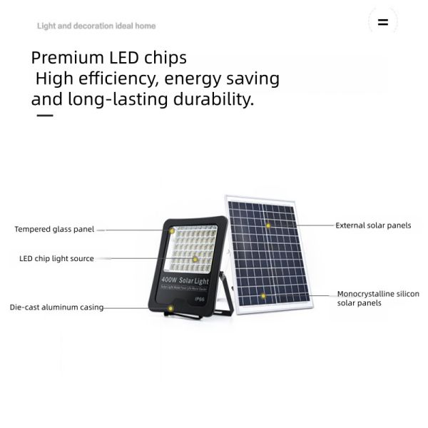 LED Solar Flood Light With IP66 Waterproof Dusk to Dawn for Garage & Driveway
