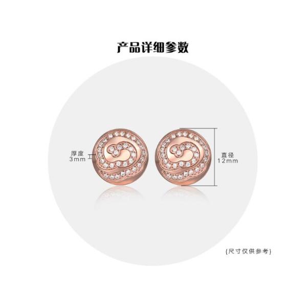 18K Rose Gold Stainless Steel Jewelry Flower Fashion Earrings Women Jewelry Round Shiny Ear Stud