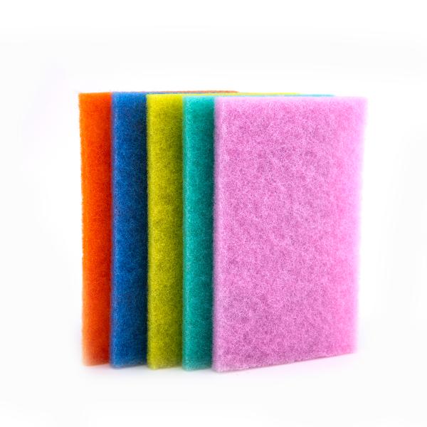 Colorful Tough Scouring Sponge Pad for Long-Lasting Quick-Dry Cleaning on Non-Stick Cookware and Stainless Steel