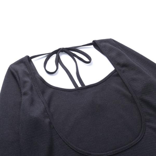 Autumn Halter Neck Sexy Black Long Sleeve Dress  Backless Knitted