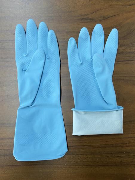Luvas de limpeza do banheiro de borracha azul de M 65g elásticas