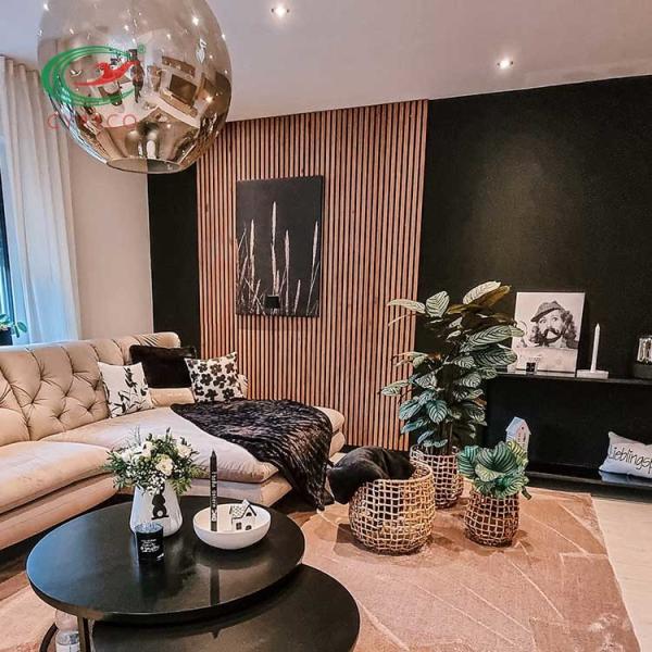 Interior Natural Oak Acoustic Wall Panels Slat Wood Fire Retardant