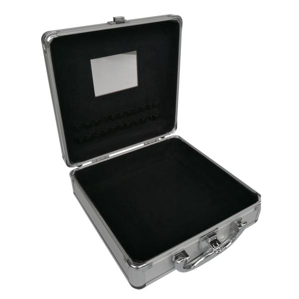 Небольшой случай SilverAluminium косметический с внутренним фермуаром закрытия зеркала и Chrome