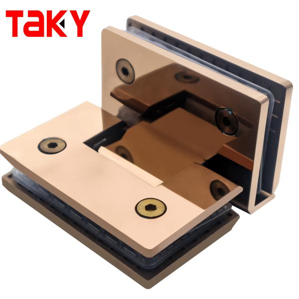 90 Degree Glass Hinge Modern Frameless Glass to Glass Shower Hinge Rose Gold Bathroom Shower Door Hinges