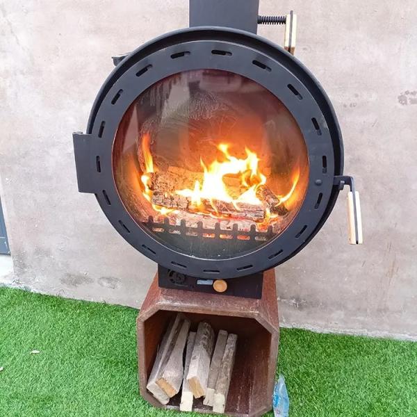 600mm Indoor Central Heating Wall Mounted Wood Burning Suspended Fireplace