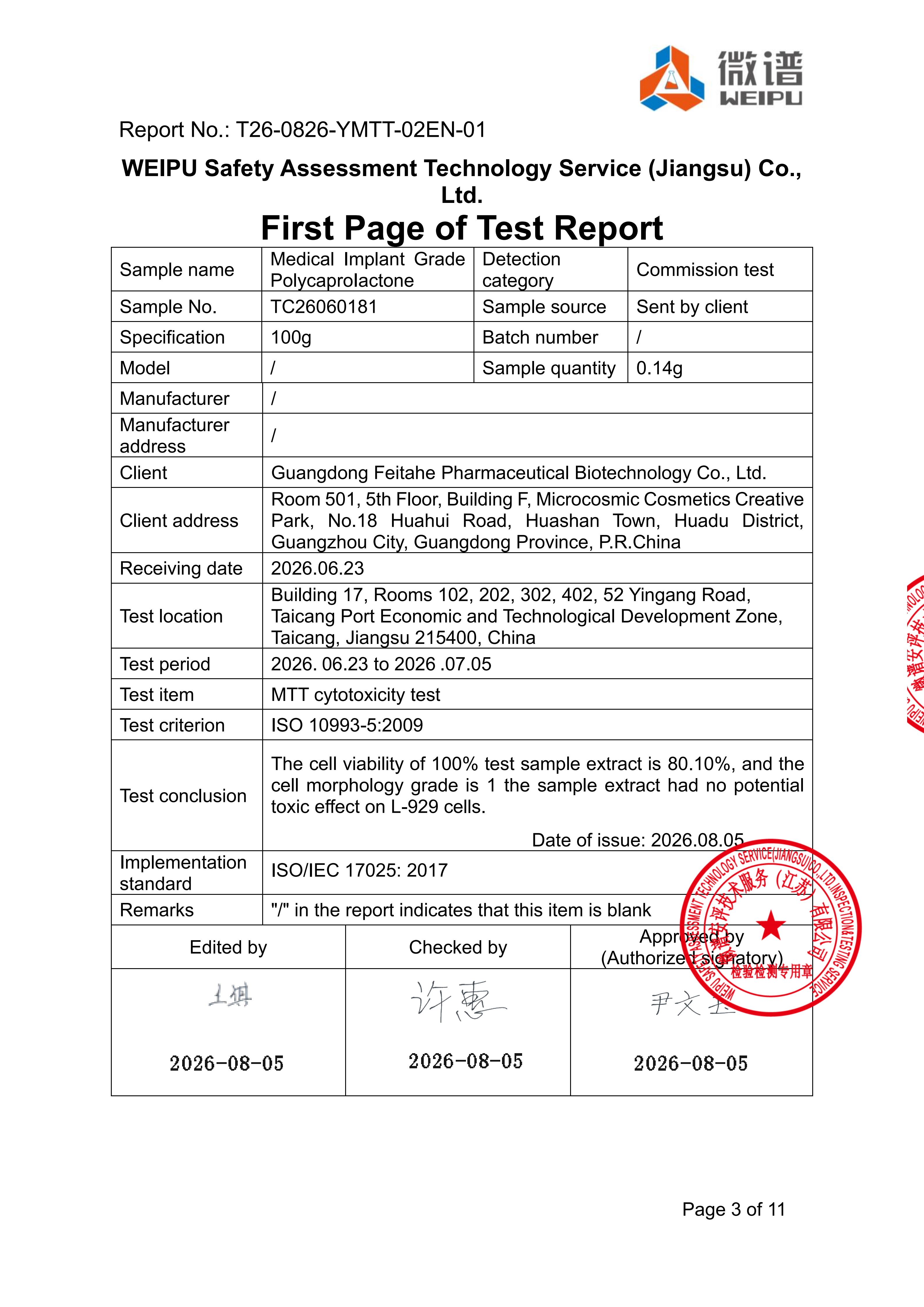 Guangdong Fitakh Pharmaceutical Biotechnology Co., Ltd. Certifications