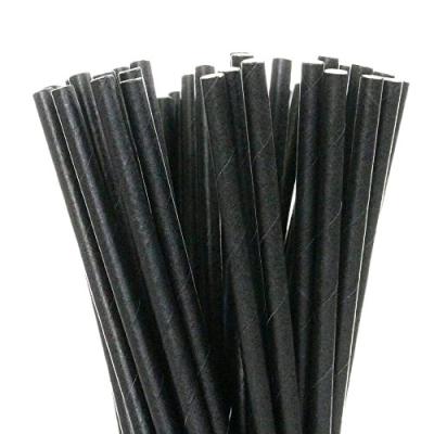 250pcs Biodegradable Customized Logo Black Paper Straws 197mm for Eco Friendly Products