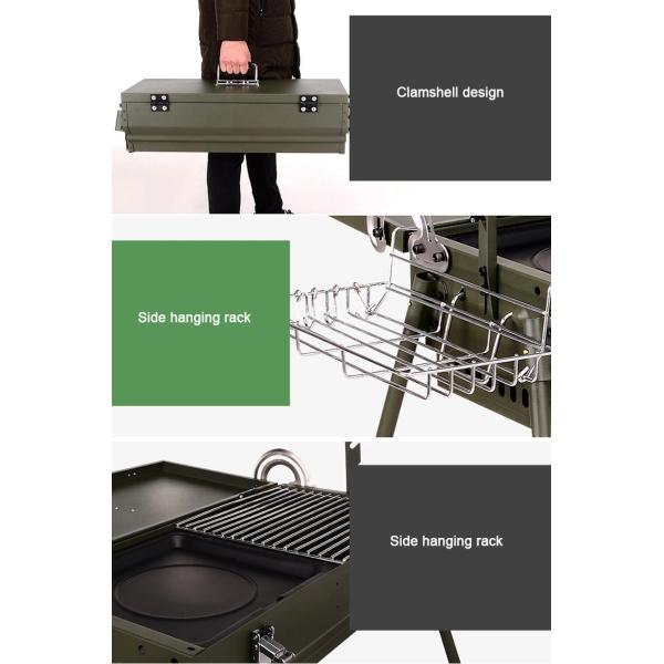 Chrome Plated Rotating Skewer Suitcase Grill Perfect for Camping and Outdoor Cooking