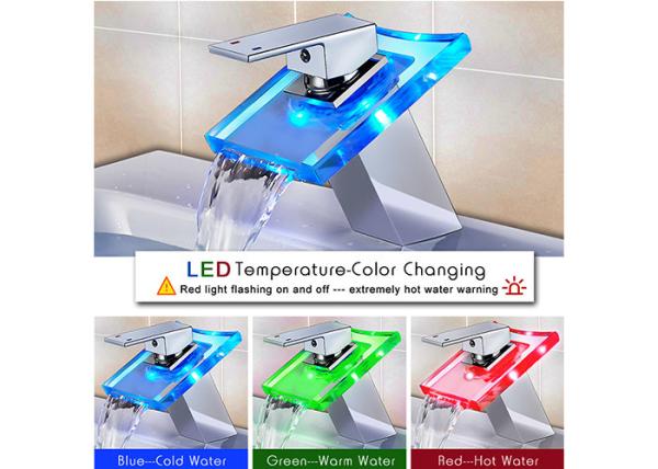 ROVATE Watermark LED RGB Faucet Spout Washroom Waterfall Basin Mixer Tap
