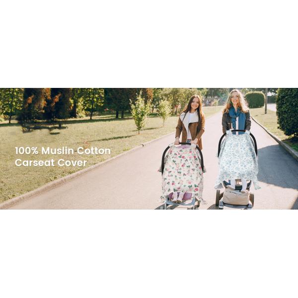 100% Muslin Cotton Baby Car Seat Cover 22.5x32 Inches Universal Fit