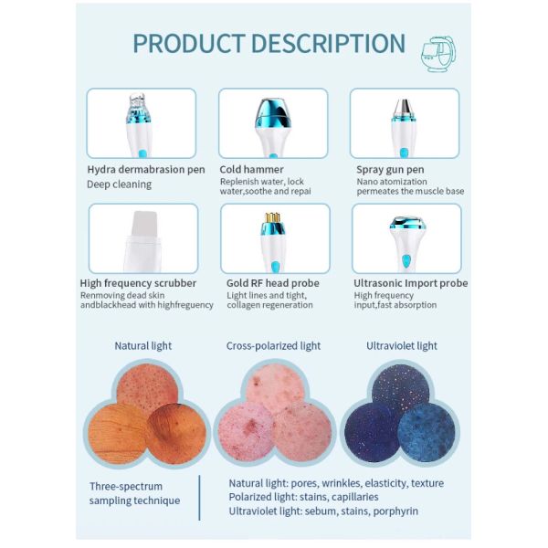 Smart Ice Blue Skin Analyzer Professional Hydrafacial Machine Lifting Hydra Facial Machine