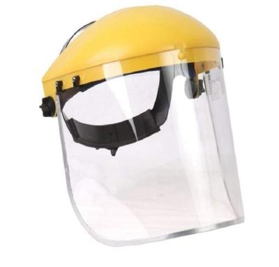 Safety Face Shield Helmet Transparent Mask All-Purpose Face Shield Clear PVC Visor Ratchet Suspension Yellow Headgear