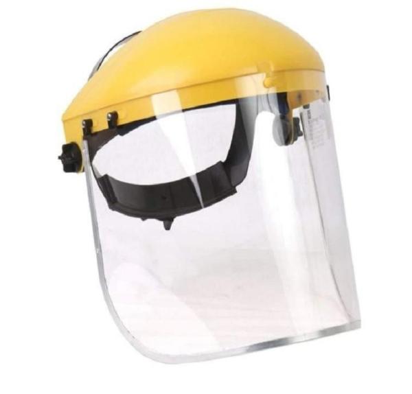 Safety Face Shield Helmet Transparent Mask All-Purpose Face Shield Clear PVC Visor Ratchet Suspension Yellow Headgear