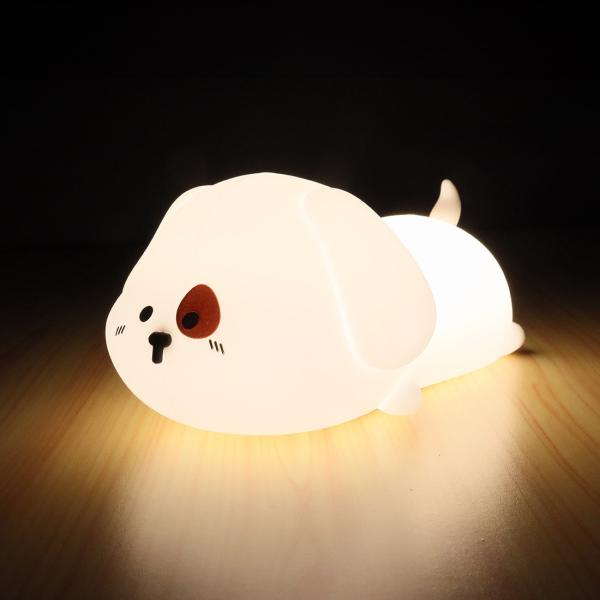 Ночной фонарь для детей Милый силиконовый щенко Ночной фонарь с 2 уровня яркости 7 цветов Каваи сенсорная лампа для спальни