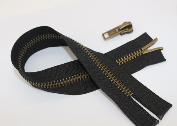 High Polished Metal Purse Double Slider Zipper , Antique Brass Teeth 2 Way Open Ended Zips