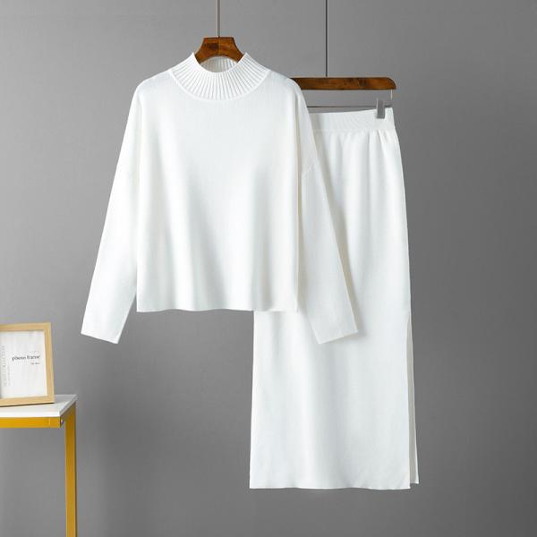 Free Size Ladies Top long sleeve and skirt sweater Knitted Casual Style Perfect for Everyday Wear