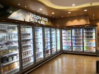Certification en verre droite efficace de la CE de congélateur d'affichage de supermarché de congélateur de porte