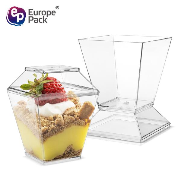 Party supplies dessert square reusable plastic cup with lid